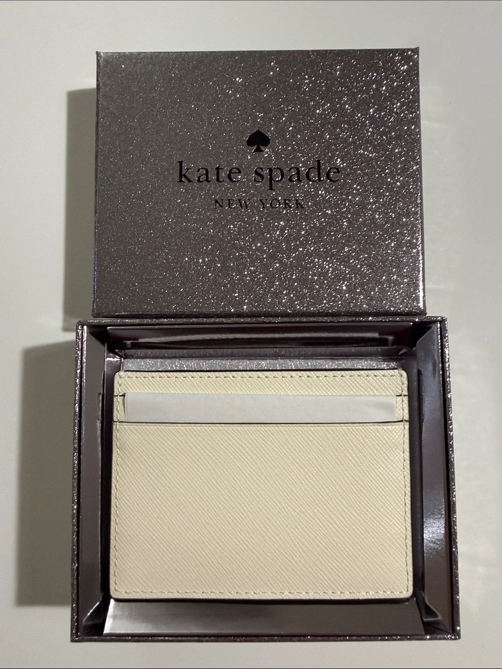 kate spade Cream Leather Card & Key Pocket with Crystal Accent